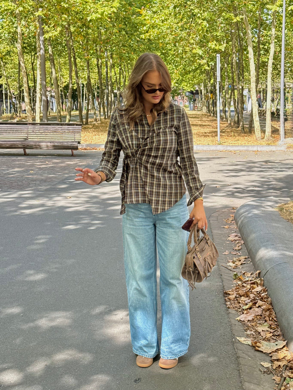 Chose You Geruite Blouse Groen En Bruin